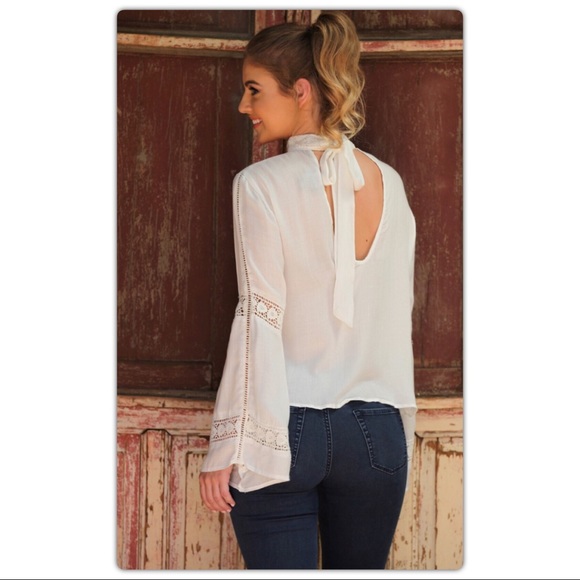 Bohemian White Peasant Top - Picture 2 of 2